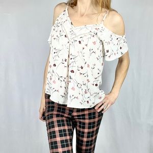 SIENNA SKY | 🌺 Floral Print Drop Sleeves Lace Trim Loose Delicate Blouse Top